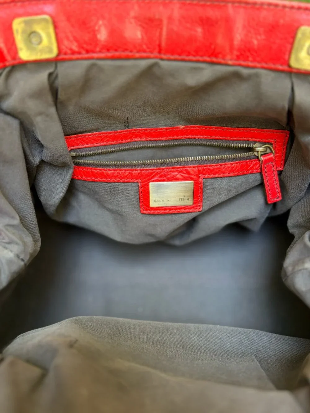 Fendi Red Borsa Leather Hobo Doctor Bag